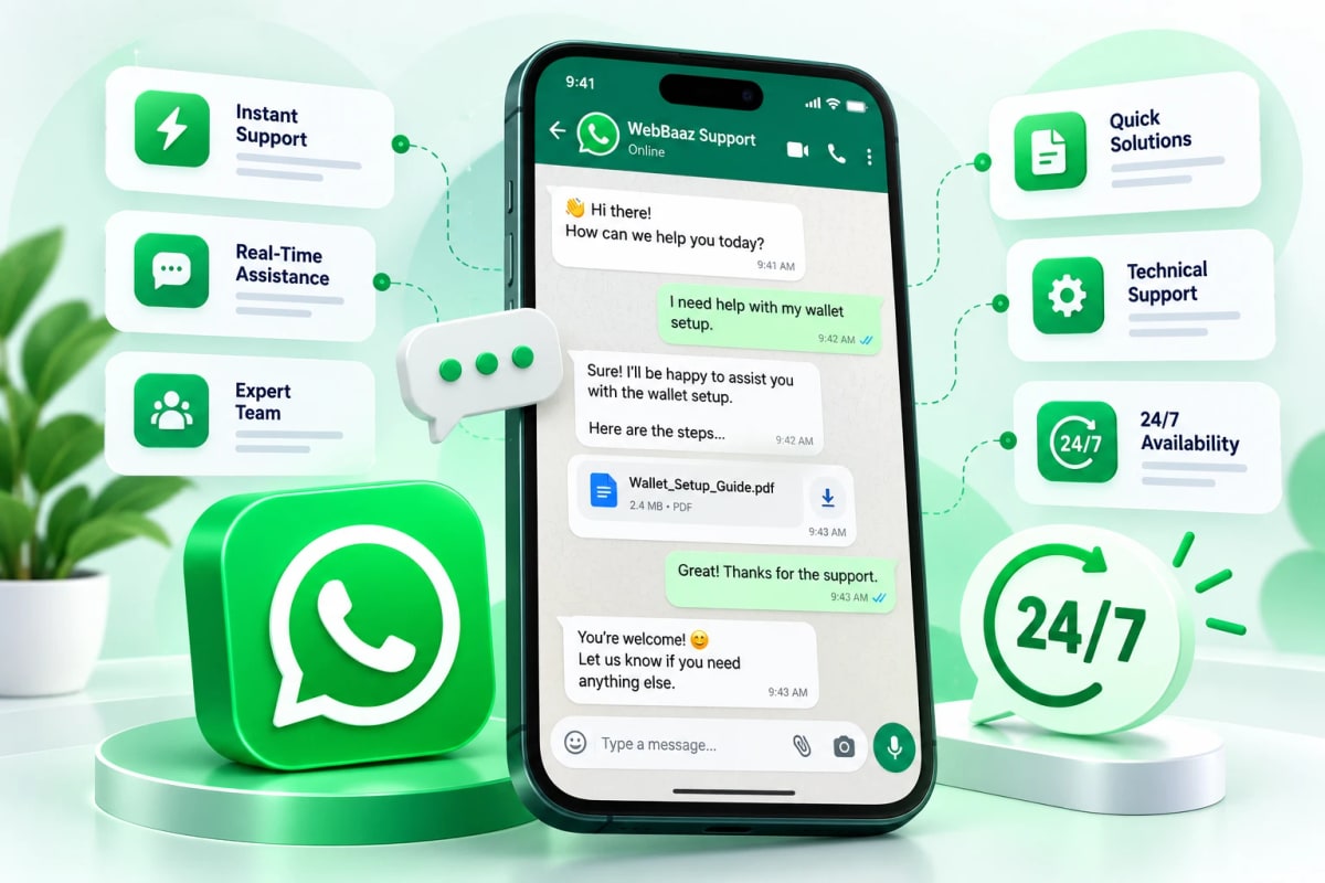 Live chat support with WhatsApp and round-the-clock help