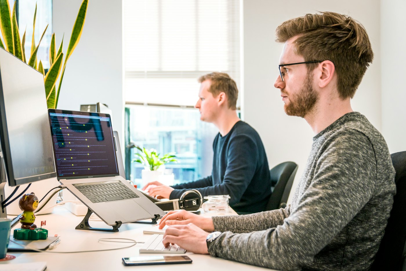 Software team collaborating on a product build